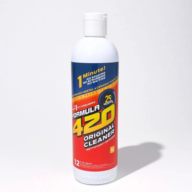 Bottle of Formula 420 Original Cleaner on a gray background