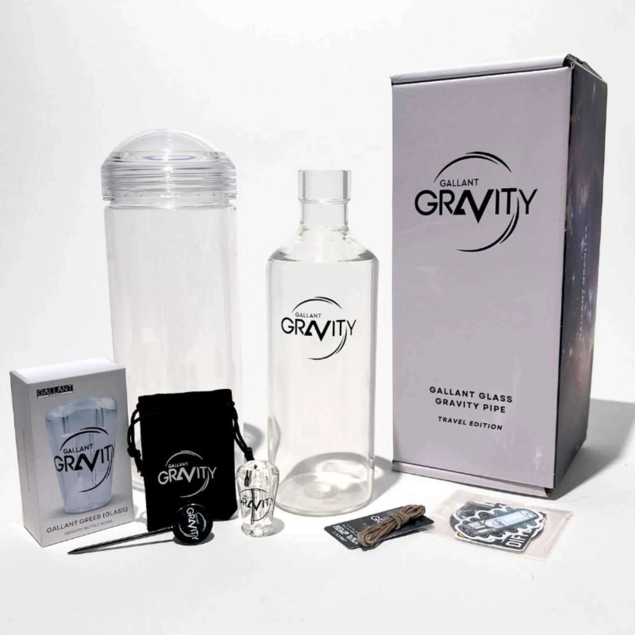 travel glass gravity bong kit - crystal 